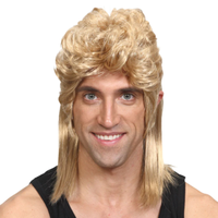 Erwachsene Blonde Mullet Hillbilly KostüM PerüCke Weich Rock Heavy Metal 70S Neu