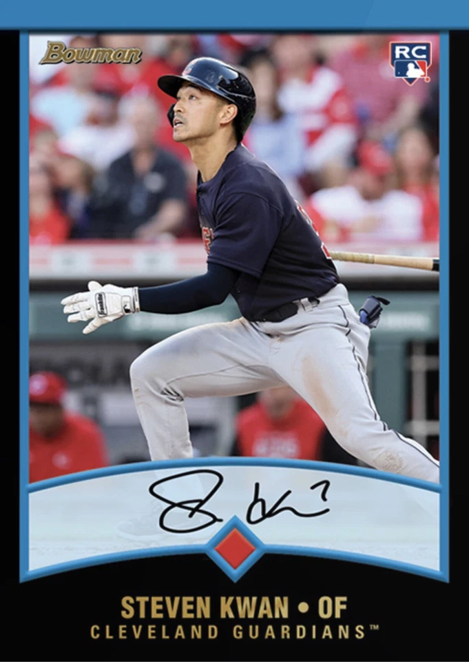 Steven Kwan RC SP 2022 Throwback TBT Card Topps Baseball Rookie Card 49 SP /5275 - Image 4 of 4