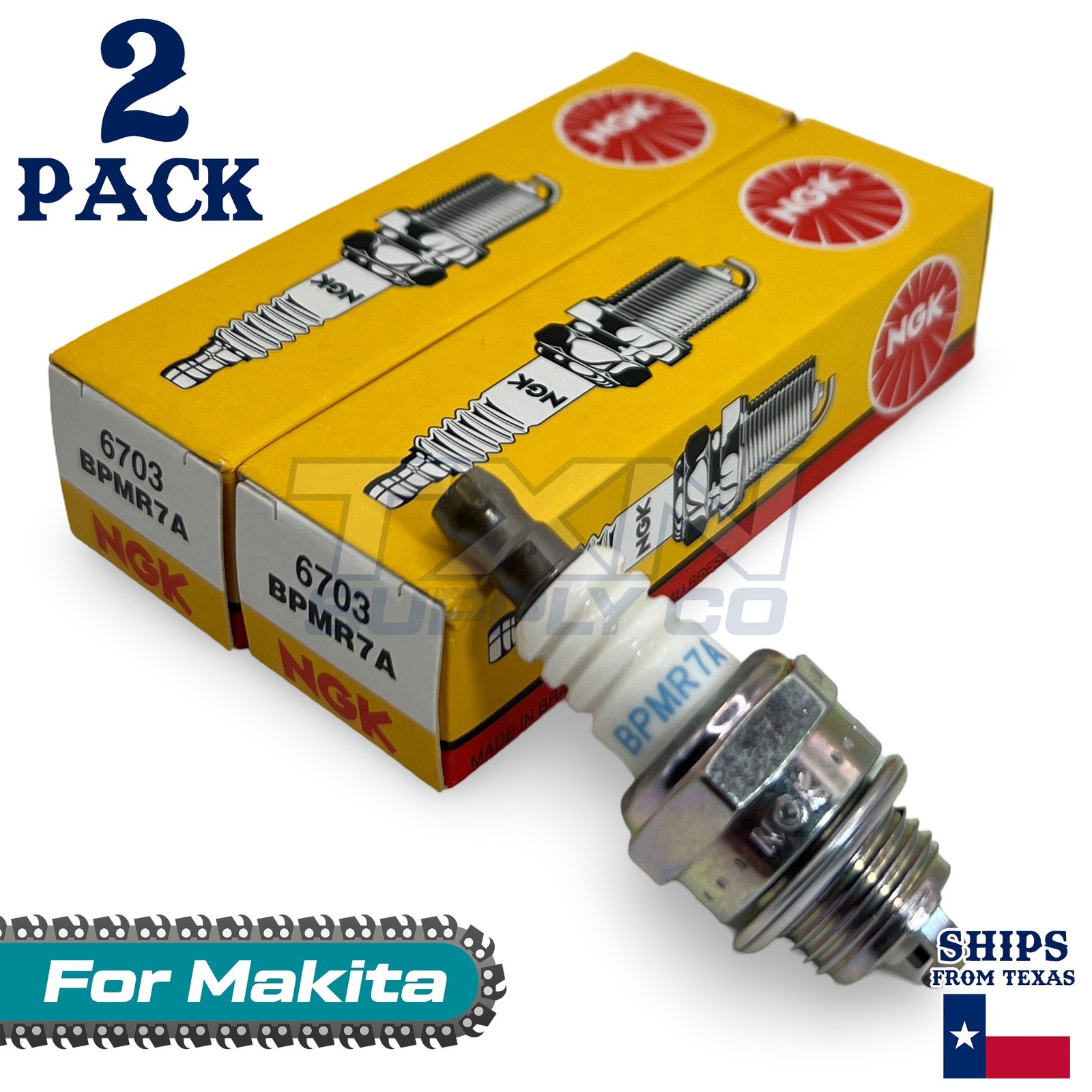 2 Pack NGK Spark Plug - For DCS7901H Makita Chainsaw