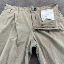 VTG Polo Ralph Lauren Pants Mens 36x35 Beige Pleated Straight Leg USA 90s