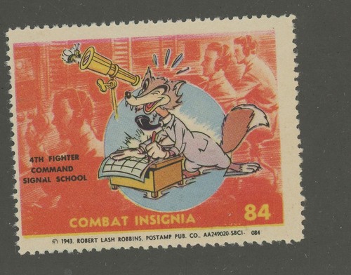 Mr Fancy Cancel WW II Combat Insignia Lbl 4th Fighter Command Sig Sch #84 NG#59