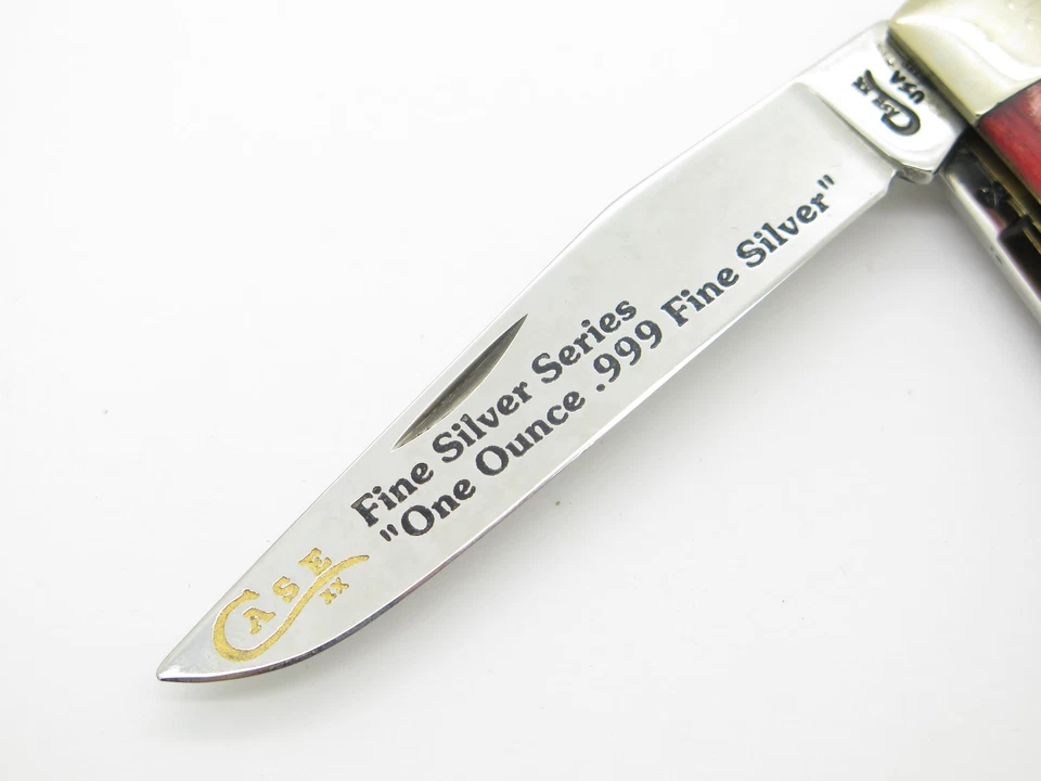 Faca de bolso dobrável vintage 1995 Case XX DR6254 caçador urso panda e onça de prata - Imagem 4 de 4