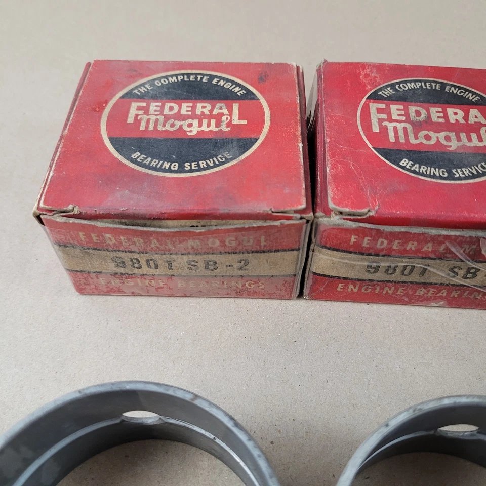 Rodamientos principales de cabeza plana Ford Mercury 1939-48 Federal Mogul 9801SB 9803SB .002 como nuevos Foto 3 de 4