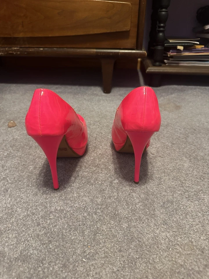 Zapatos de salón de plataforma de tacón alto de aguja rosa de 10 para mujer Foto 3 de 4