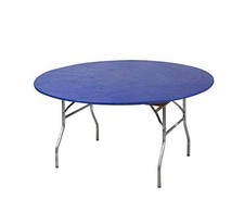 Kwik-Covers 60" Round Fitted Plastic Table Covers, Bundle of 5 Royal Blue 