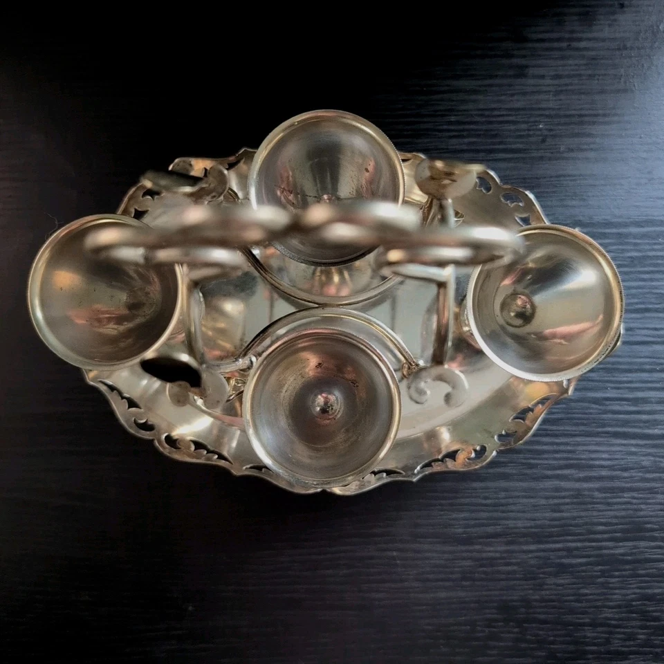 Bandeja de galletas y tazas de huevos EPNS placa de plata antigua Foto 4 de 4