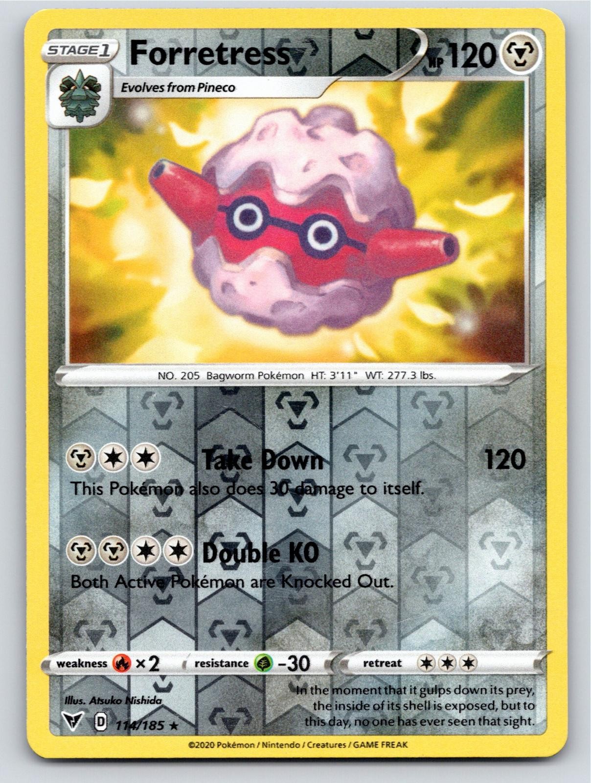 2020 POKEMON FORRETRESS VIVID VOLTAGE 114/185 REVERSE HOLO R NM A69317 FREE S&H