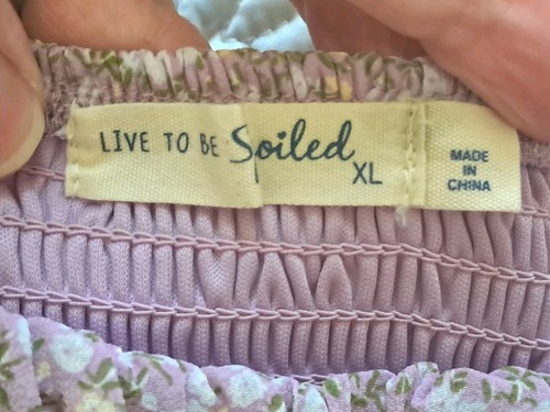 Juniors Live To Be Spoiled Long Sleeve Ruched Bodice Purple Short Dress Size XL - Picture 5 of 9