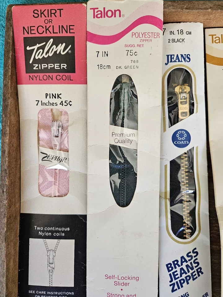 Vtg 80s Sewing Notions Lot 6 - NEW Heavy J & P Coats & Talon Zippers + MORE  - Image 2 of 4