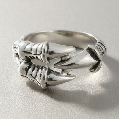 Handgefertigter Sterling Silber Drachenkralle Gothic Biker Ring gestempelt 925