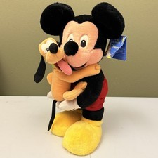 Disneyland Pairs Mickey Pluto Hugging Plush Stuffed Toy w Tags 14 Vintage RARE