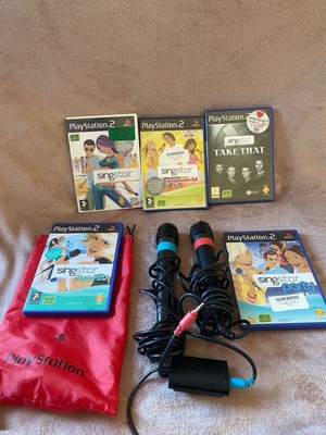 5 Singstar Spiele Bundle mit 2x PS2 /PS3 kabelgebundenen Mikrofonen und USB Adapter