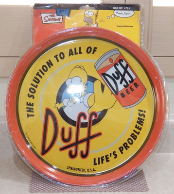 NEW Homer Simpson Duff Beer Solution to Life's Problems 13  Bar Tray 2003 RIX