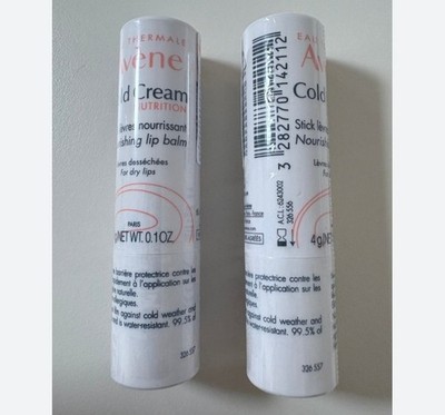 2 x Avene COLD CREAM Lip Balm Stick Nourishing 4g / 0.14oz