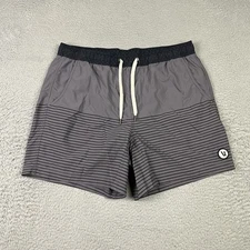 Vuori Kore Shorts Mens Large Gray Lined Quick Dry Drawstring Elastic Waist 6"