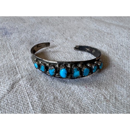 childs vintage sterling silver and turquoise cuff bracelet