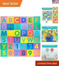 Kids Puzzle Alphabet, Numbers, 36 Tiles and Edges Play Mat, 12" by 12", Abc ...