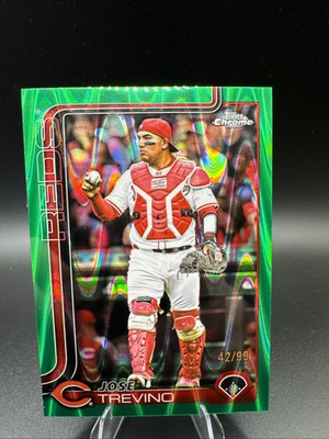 #ad #ad 2025 Topps Chrome Update Series Jose Trevino GreenRayWave Refractor 99 #USC2 $4.00