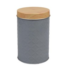 Small Round Tin Embossed Kitchen Storage Canisters Jars Reusable Container