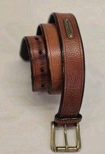 Vintage Polo Ralph Lauren Brass Buckle Logo Belt Size 32 Italian Leather