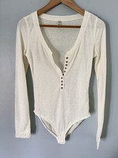 Free People   Ivory Long-Sleeve Bodysuit nwot small