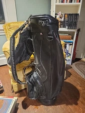 READ! Vintage Miller  Faux? leather Golf bag 6 dividers Rain Cover