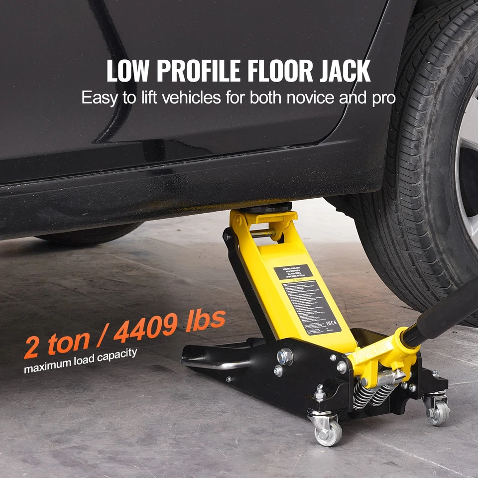 Low Profile Floor Jack 2 Ton Aluminum Steel Car Hydraulic Jack Dual Piston Pump Foto 2 de 4
