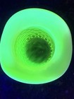 Vintage uranium Topaz Fenton Opalescent Hobnail Glass Top Hat Toothpick Holder — photo 3