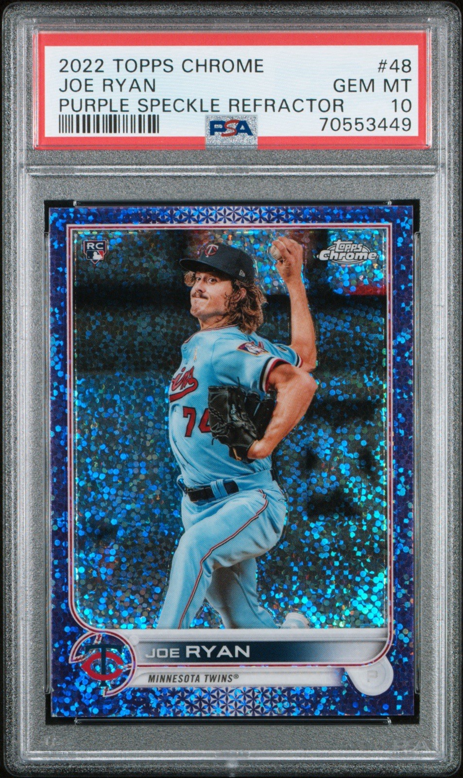 2022 Topps Chrome - Joe Ryan #48 Purple Speckle Refractor /299 (RC) PSA 10