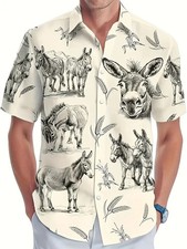 Vintage Donkey Print Hawaiian Shirt - Adults Youth