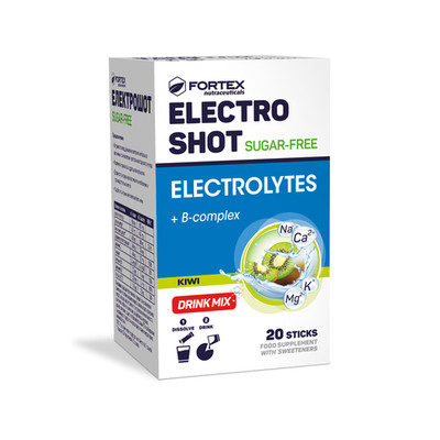 Electro Shot Elektrolyte + B Komplex frei Zucker Kiwi Geschmack 20 Sticks