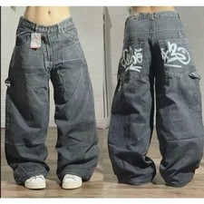 Womens Y2K Baggy Cargo Jeans Wide Leg Streetwear Oversized Denim Pants