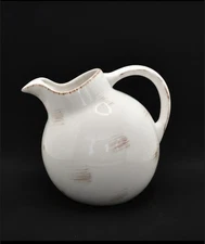 TAG White Ceramic Pitcher Farmhouse Rustic Distressed Cream Jug Home Décor