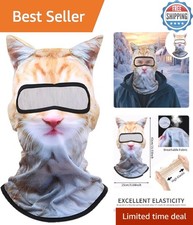 3D Cat Ski Balaclava Sheisty Face One Size (Adjustable), Orange And White