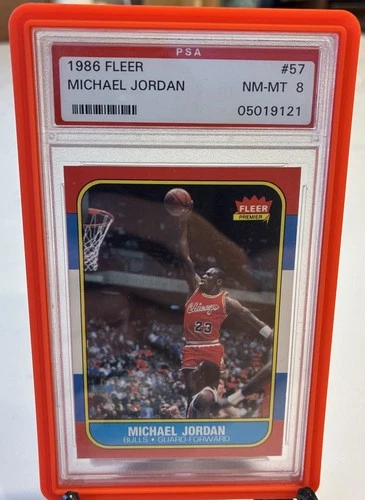1986 FLEER #57 MICHAEL JORDAN ROOKIE RC PSA 8