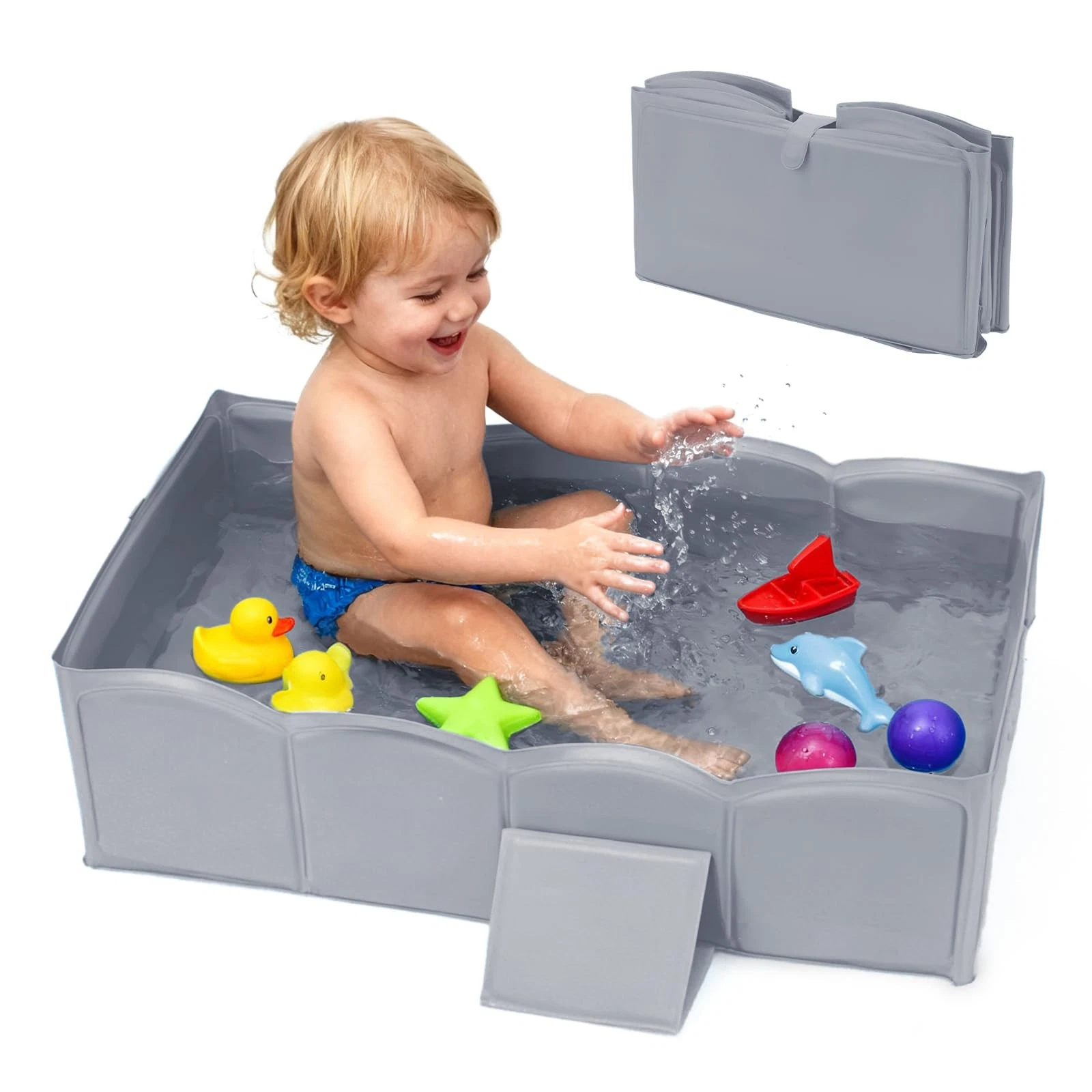 Collapsible Baby Bathtub for Shower,Reinforced Structure Infant Foldable Bath...