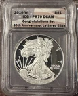 2016-W American Silver Eagle Proof ICG PR70 DCAM 30th Anniversary Lettered Edge