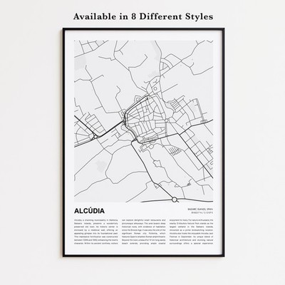 Alcúdia Map Print, Balearic Islands Travel Poster, Modern Map, Wall Decor Art