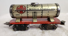 Marx Santa Fe Train Car. Eight Wheels. Automatic Coupler. Red Frame Tanker.