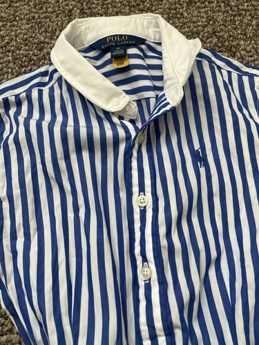 Ralph Lauren Belted Striped Cotton Poplin Girls Shirtdress Size 14 - Picture 3 of 6