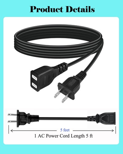 Enchufe de cable de alimentación de CA para ventilador portátil híbrido Ryobi 18 voltios ONE+ P3320 P3340 - Imagen 6 de 7