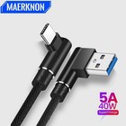 90 Degree USB to USB C Fast Charging Cable 40W for Samsung Huawei Xiaomi