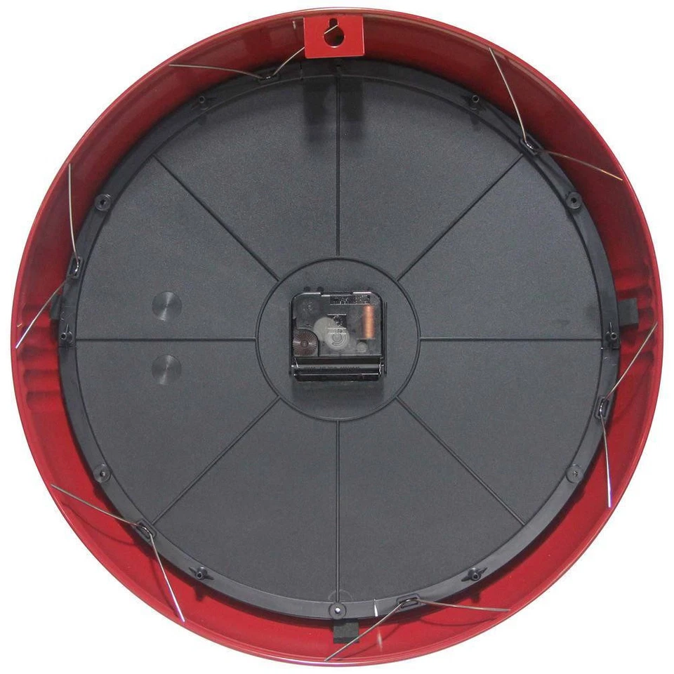 Infinity Instruments Wall Clock 15" Retro Round Red Aluminum Vintage-Inspired - Image 4 of 4