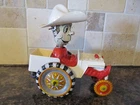 1950's MARX SHERIFF SAM WHOOPEE COWBOY WIN-UP JEEP FOR PARTS OR RESTORATION