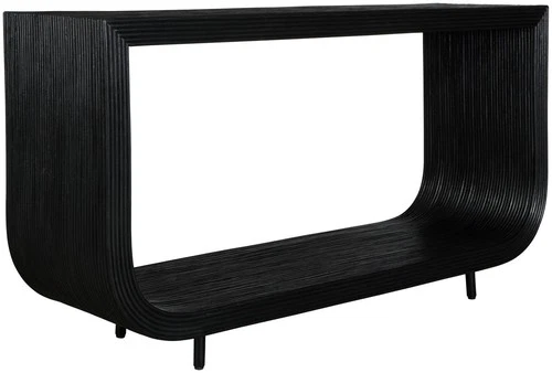 Uttermost 50055 Compton 58"W Mahogany and Rattan Table - Black - Picture 4 of 5