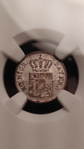 1847 Bavaria Germany Billon One Kreuzer  NGC MS64  Attractive Piece         1469