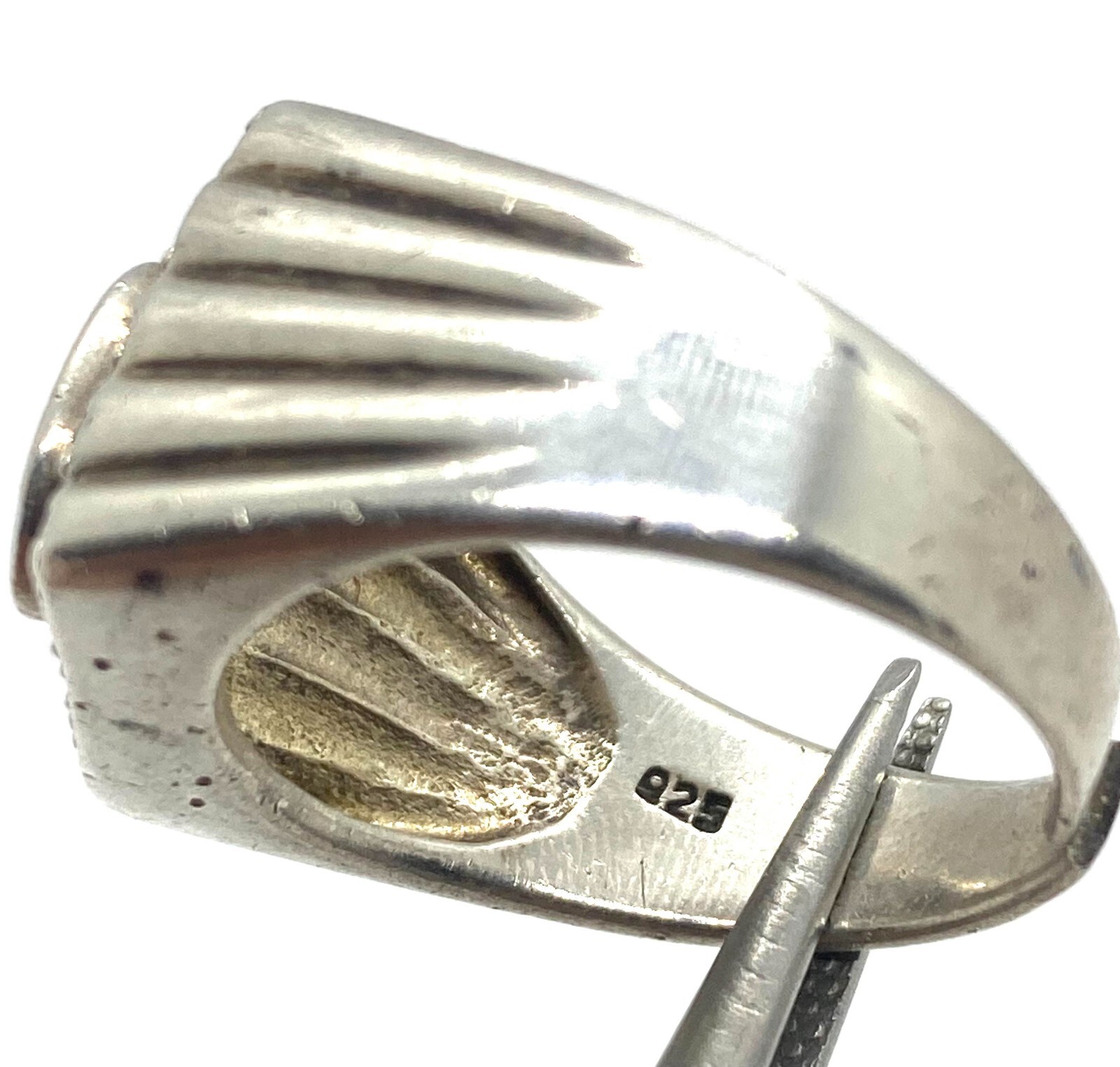 Oval CZ Square Solid Sterling Silver Statement Ri… - image 6