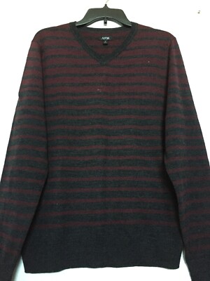 APT LS Merino Stripe V Neck Sweater Men Size NWT