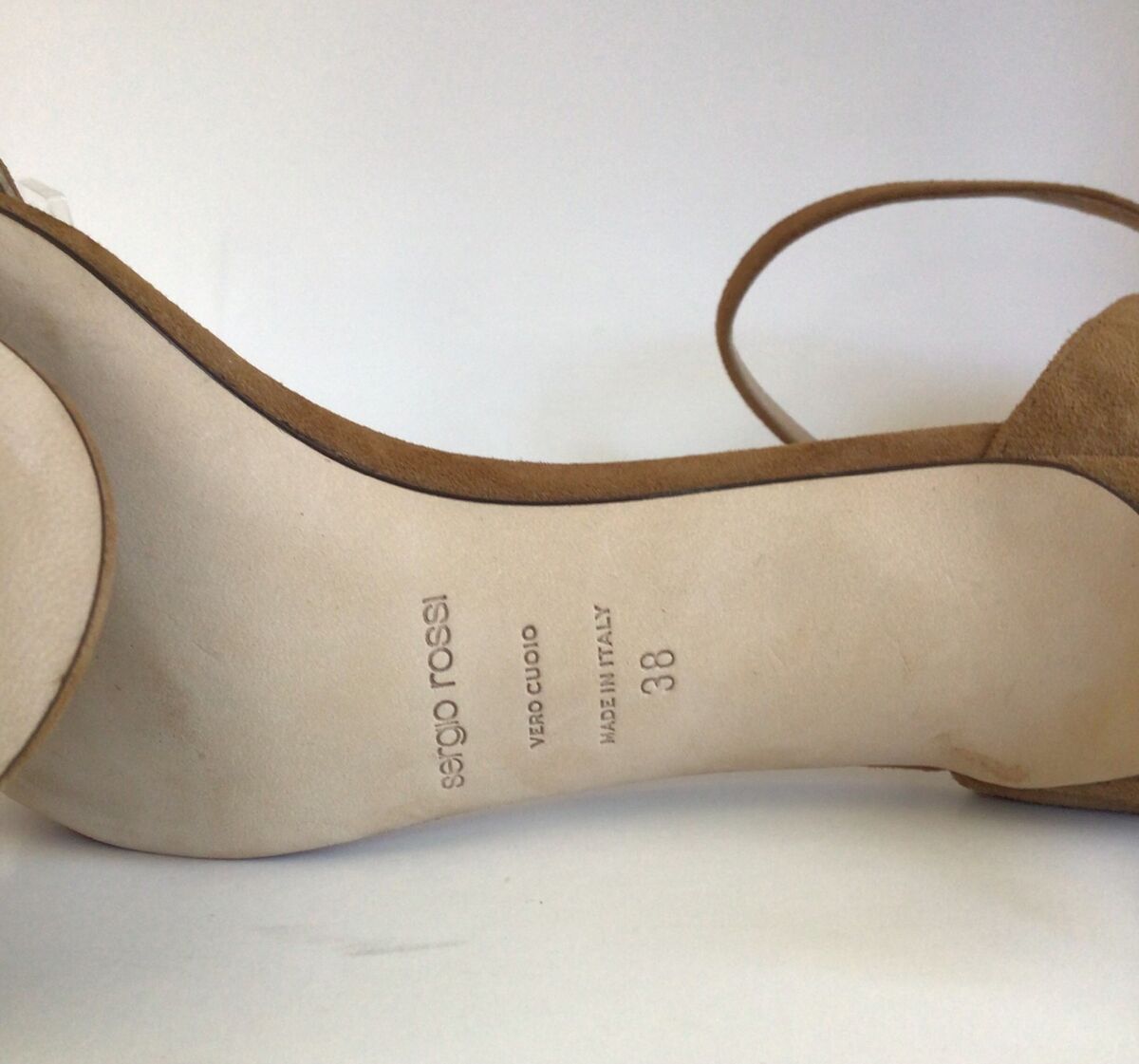 NEW SERGIO ROSSI Movie Suede Leather Kitten Heel Sandals (Size 38)-MSRP  $1255