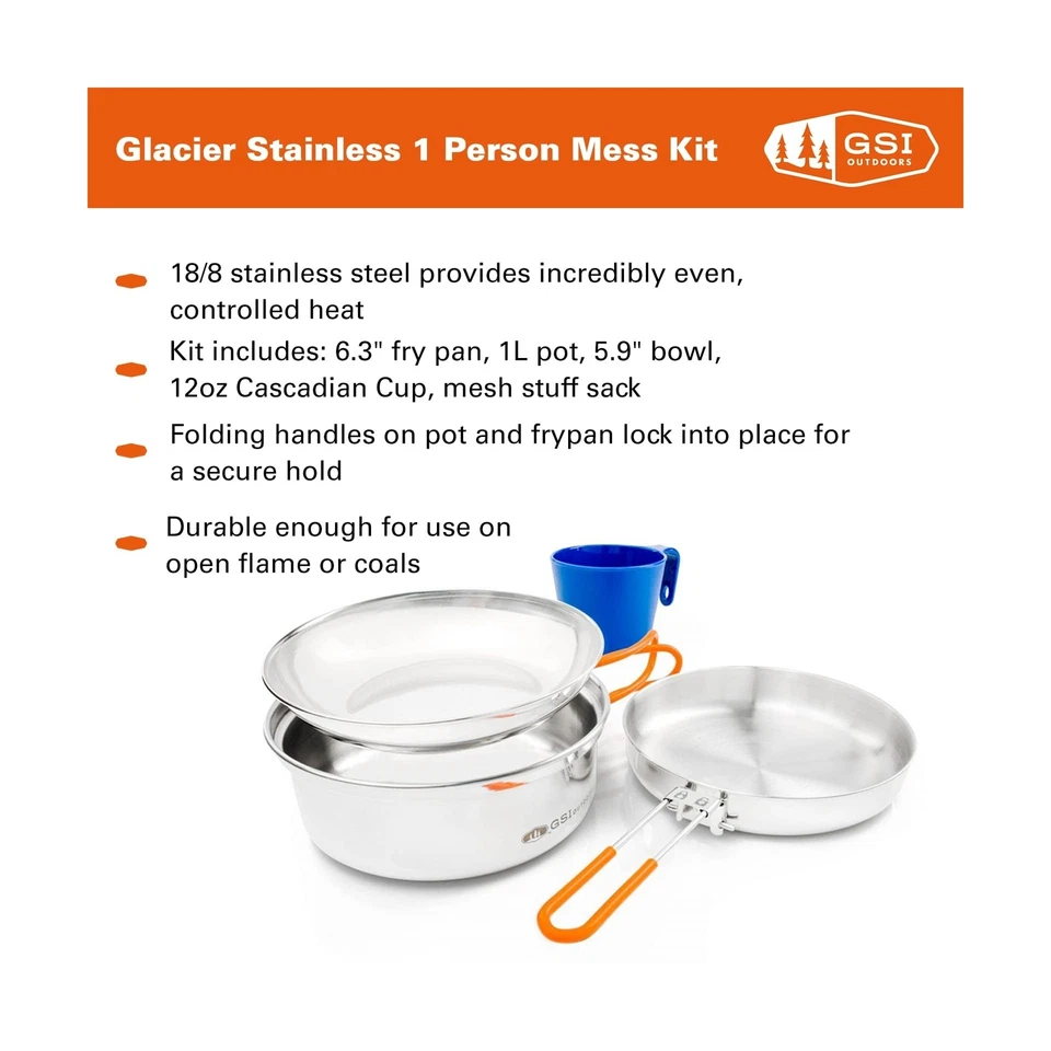 GSI Exterior Inoxidable 1 Persona Desorden Kit para Camping y Mochilero Foto 2 de 4